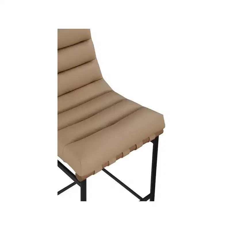 Tan Vegan Leather Bar Stool with Matte Black Metal Frame
