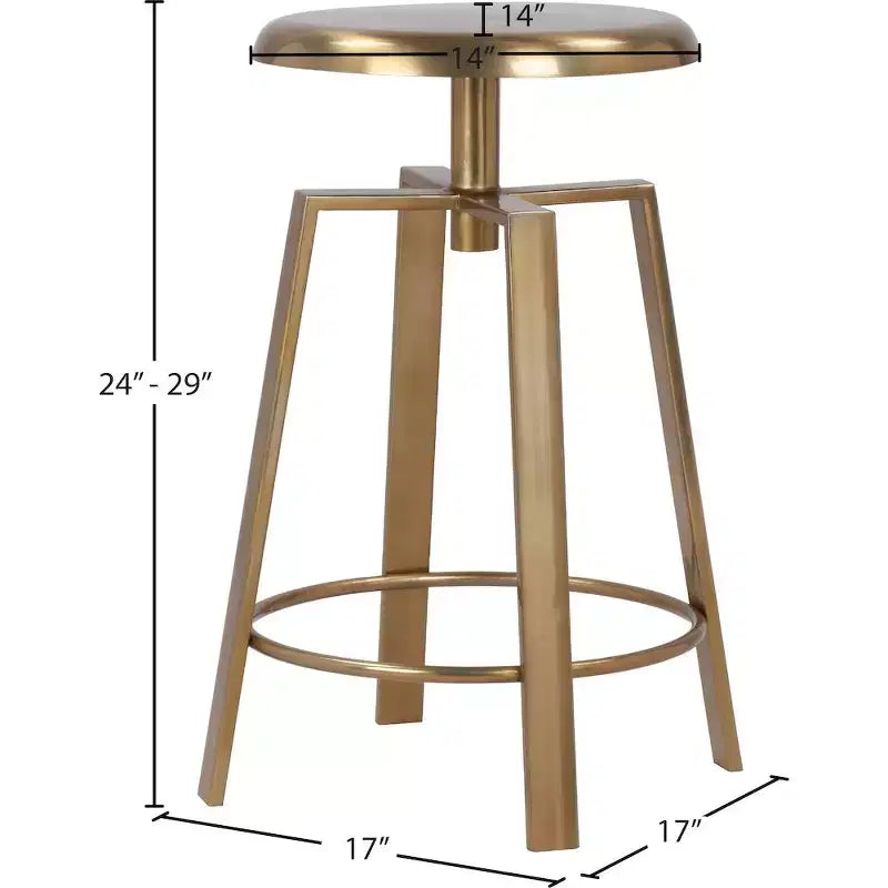Gold Iron Adjustable Counter/Bar Stool, 24"-29" Height