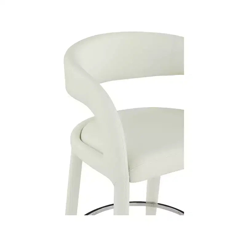 Cream Vegan Leather Counter Stool, Fully Upholstered