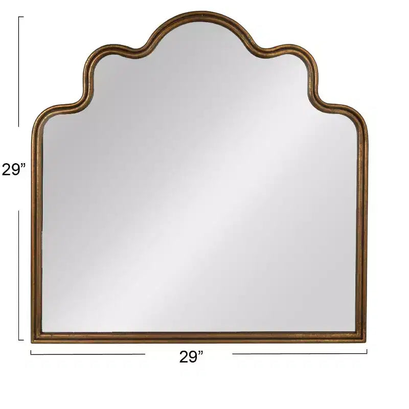 Wavy Scalloped Arched Metal Framed Wall Mirror, Gold