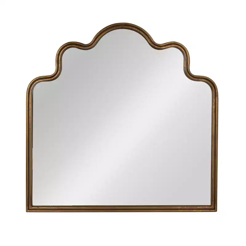 Wavy Scalloped Arched Metal Framed Wall Mirror, Gold