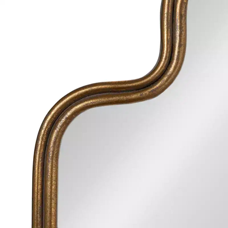 Wavy Scalloped Arched Metal Framed Wall Mirror, Gold