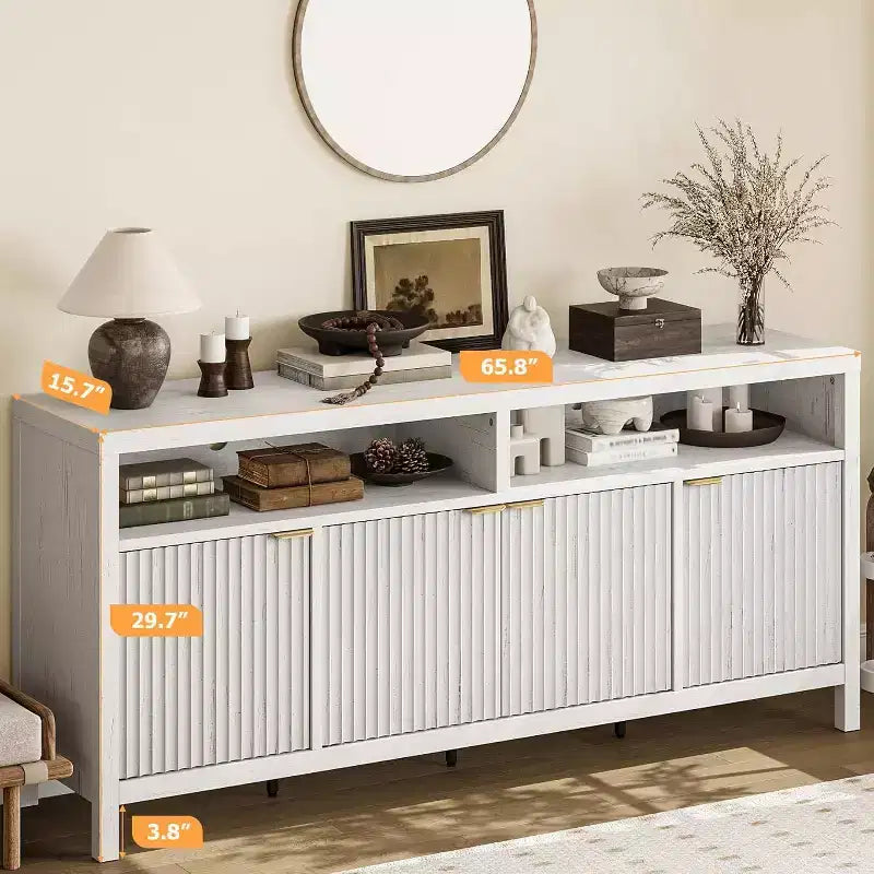 Adjustable 3-layer slotted storage cabinet with doors and handles, designed for kitchens, entrances and dining rooms
