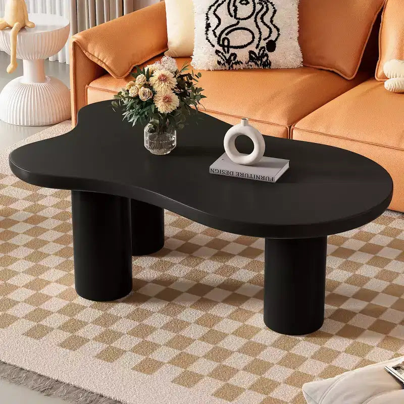 Cloud Coffee Table, Cream Style Irregular End Table with 3 Sturdy Legs, Round Edge
