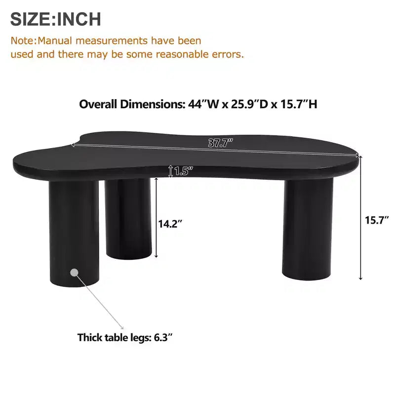 Cloud Coffee Table, Cream Style Irregular End Table with 3 Sturdy Legs, Round Edge