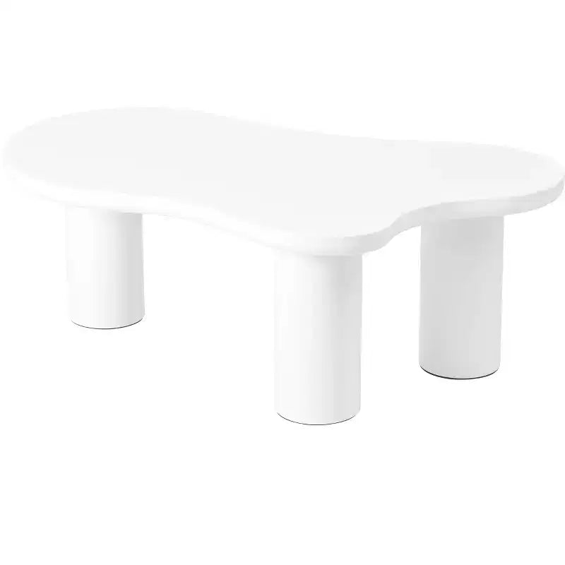Cloud Coffee Table, Cream Style Irregular End Table with 3 Sturdy Legs, Round Edge