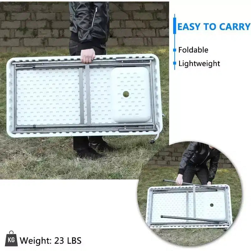 Outdoor Folding Fish and Game Cleaning Table, Portable & Durable, Standard Garden Connection, Upgraded Drainage Hose, White