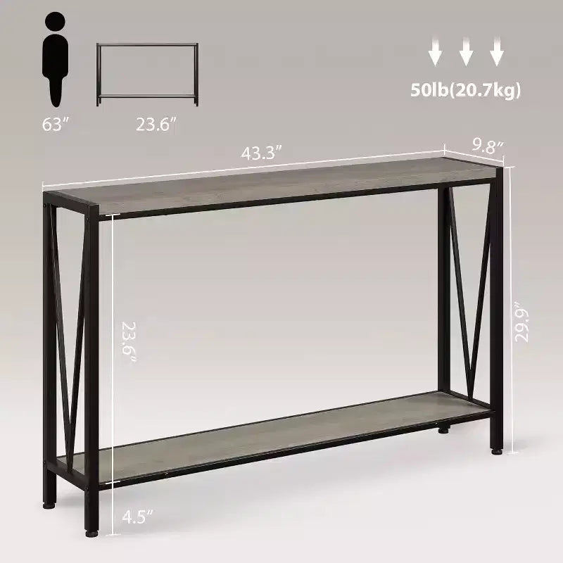 Console table,43 inch 2-story entrance table,narrow sofa table with storage space,for living room,hallway and foyer