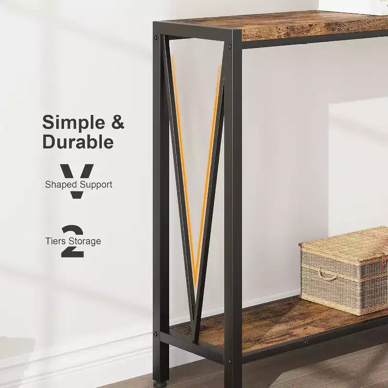 Console table,43 inch 2-story entrance table,narrow sofa table with storage space,for living room,hallway and foyer