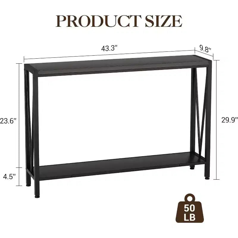 Console table,43 inch 2-story entrance table,narrow sofa table with storage space,for living room,hallway and foyer