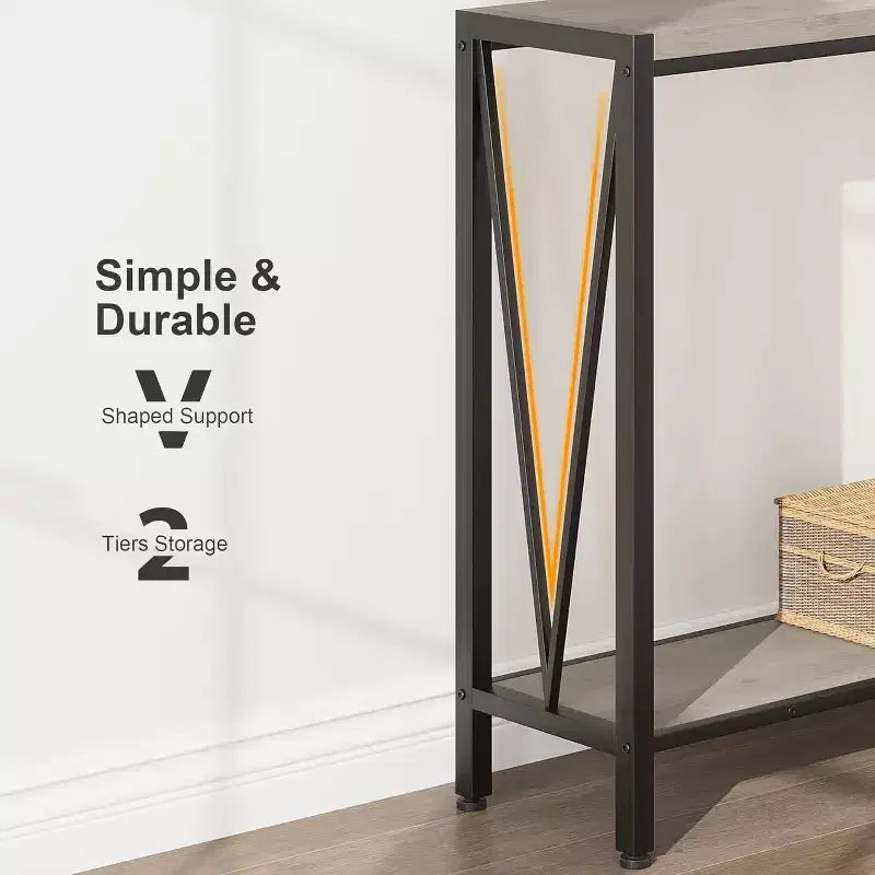 Console table,43 inch 2-story entrance table,narrow sofa table with storage space,for living room,hallway and foyer