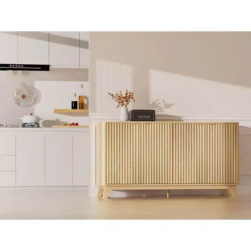Fluted Sideboard Buffet Cabinet with Storage, Doors and Adjustable Shelves, Natural Oak