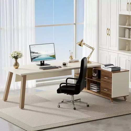 MAYEERTY 71L x 55W Industrial L Shaped Desk E0 Grade Board Scratch Resistant Surface