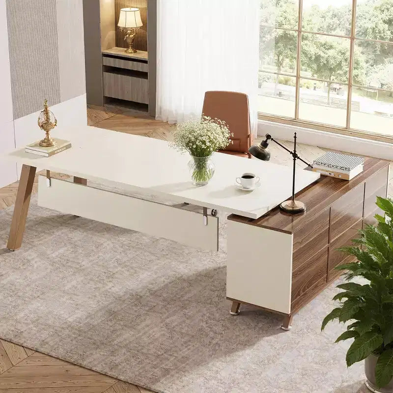 71"L x 55"W Industrial L-Shaped Desk, E0 Grade Board, Scratch Resistant Surface