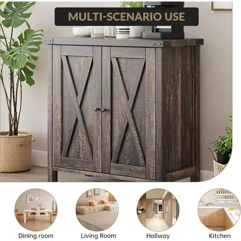 Sideboard Buffet Cabinet, Small Storage Cabinet with Adjustable Shelves and 2 Doors Accent Entryway Console Cupboard for Living Room