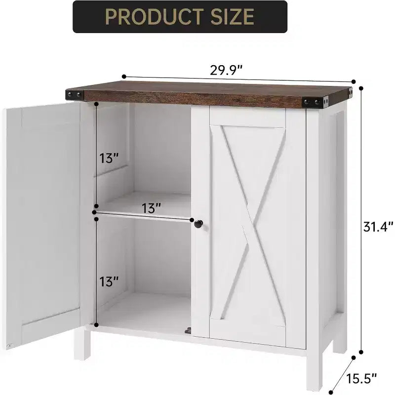 Sideboard Buffet Cabinet, Small Storage Cabinet with Adjustable Shelves and 2 Doors Accent Entryway Console Cupboard for Living Room
