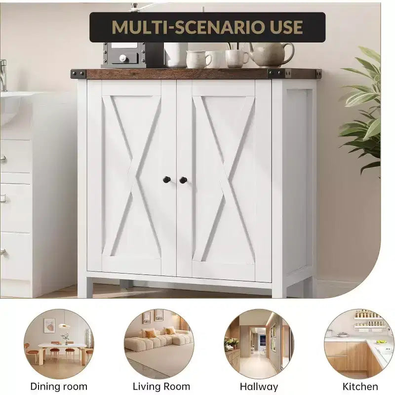 Sideboard Buffet Cabinet, Small Storage Cabinet with Adjustable Shelves and 2 Doors Accent Entryway Console Cupboard for Living Room