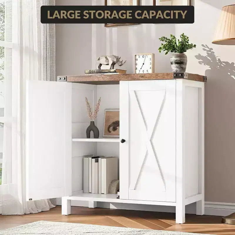 Sideboard Buffet Cabinet, Small Storage Cabinet with Adjustable Shelves and 2 Doors Accent Entryway Console Cupboard for Living Room