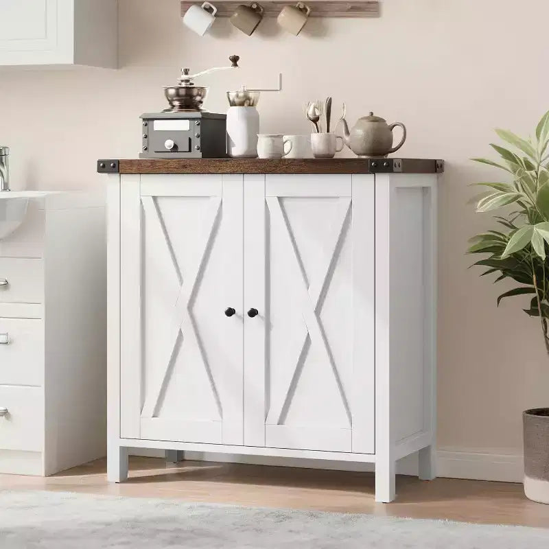Sideboard Buffet Cabinet, Small Storage Cabinet with Adjustable Shelves and 2 Doors Accent Entryway Console Cupboard for Living Room