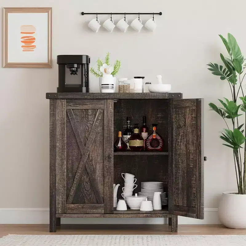 Sideboard Buffet Cabinet, Small Storage Cabinet with Adjustable Shelves and 2 Doors Accent Entryway Console Cupboard for Living Room