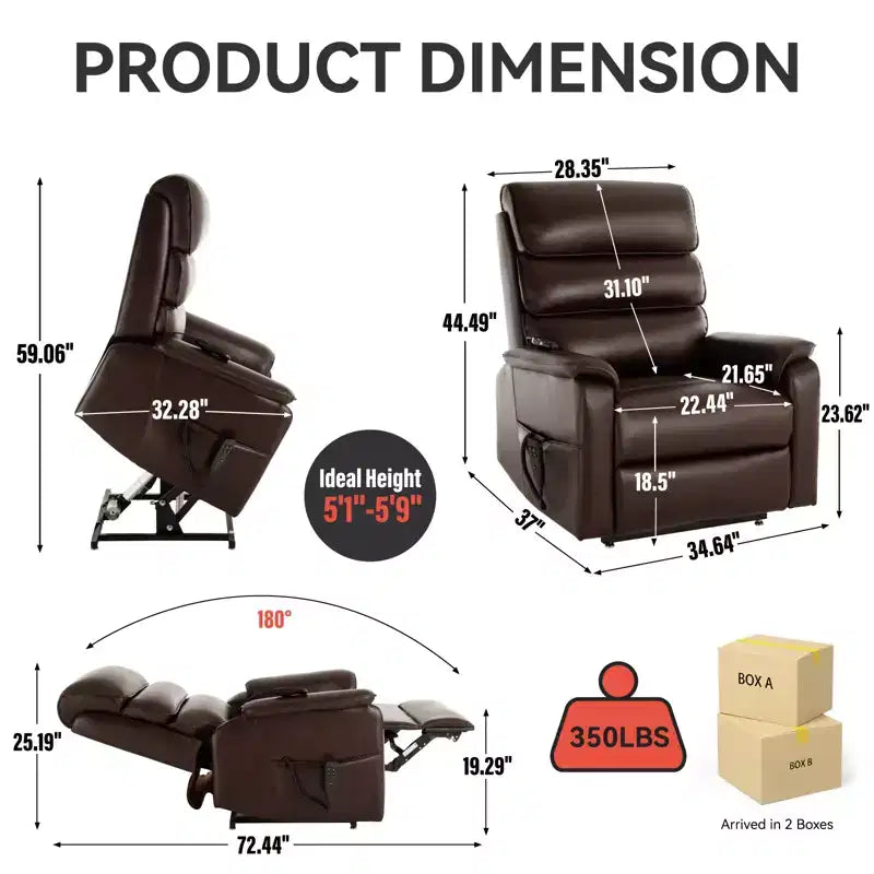 Leatherette Dual Motor Infinite Position Power Lift Recliner Chair with Heat Massage