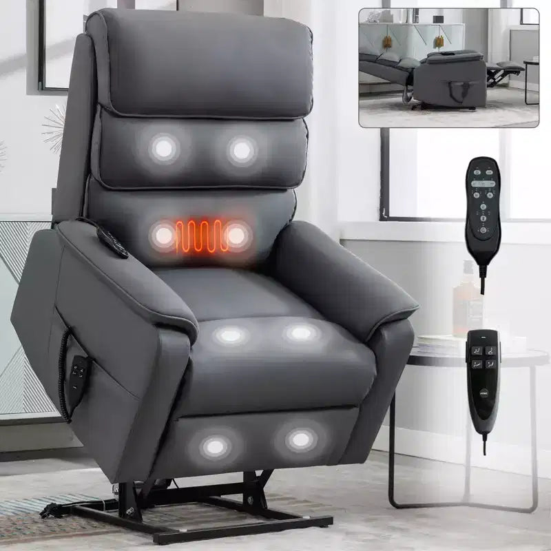 Leatherette Dual Motor Infinite Position Power Lift Recliner Chair with Heat Massage