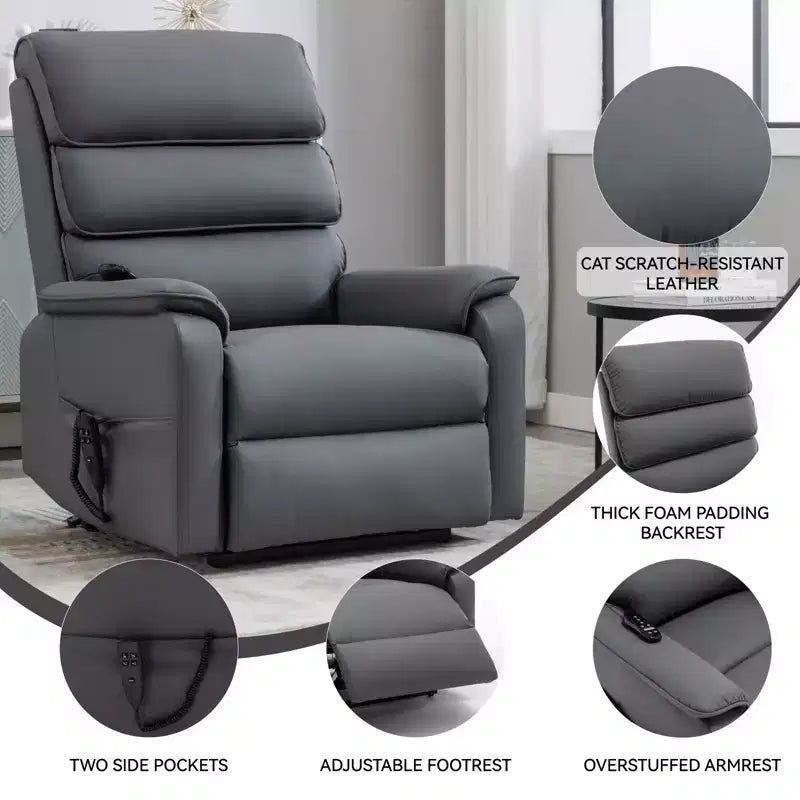 Leatherette Dual Motor Infinite Position Power Lift Recliner Chair with Heat Massage