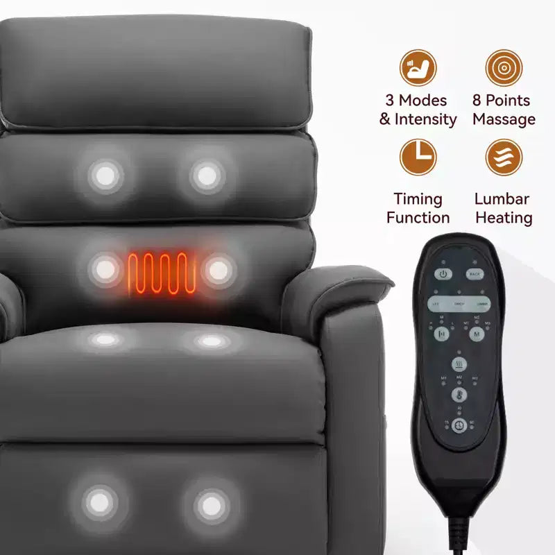 Leatherette Dual Motor Infinite Position Power Lift Recliner Chair with Heat Massage