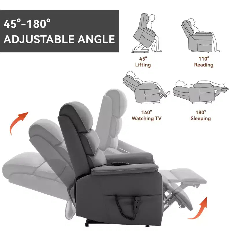 Leatherette Dual Motor Infinite Position Power Lift Recliner Chair with Heat Massage