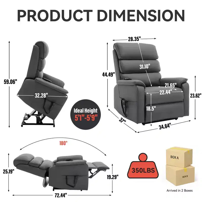 Leatherette Dual Motor Infinite Position Power Lift Recliner Chair with Heat Massage