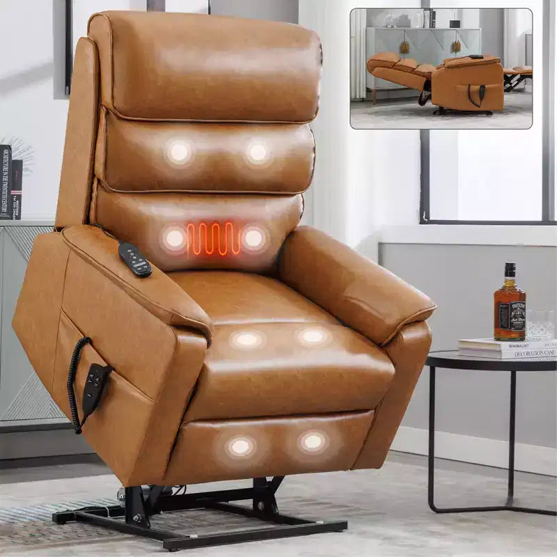 Leatherette Dual Motor Infinite Position Power Lift Recliner Chair with Heat Massage