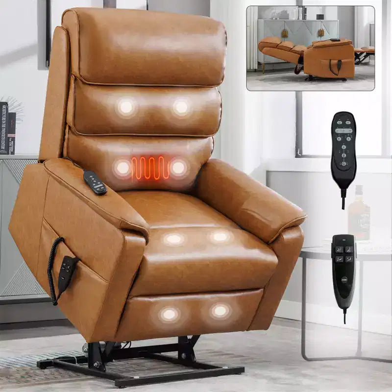 Leatherette Dual Motor Infinite Position Power Lift Recliner Chair with Heat Massage