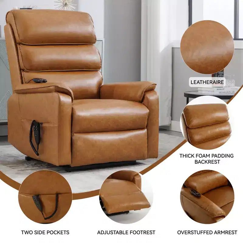 Leatherette Dual Motor Infinite Position Power Lift Recliner Chair with Heat Massage