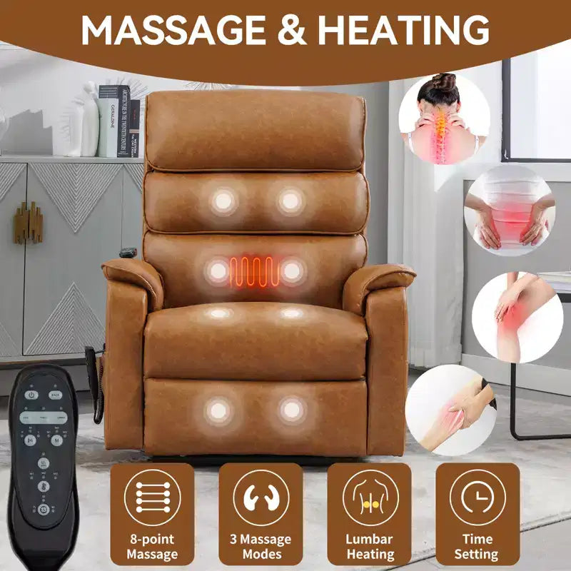 Leatherette Dual Motor Infinite Position Power Lift Recliner Chair with Heat Massage