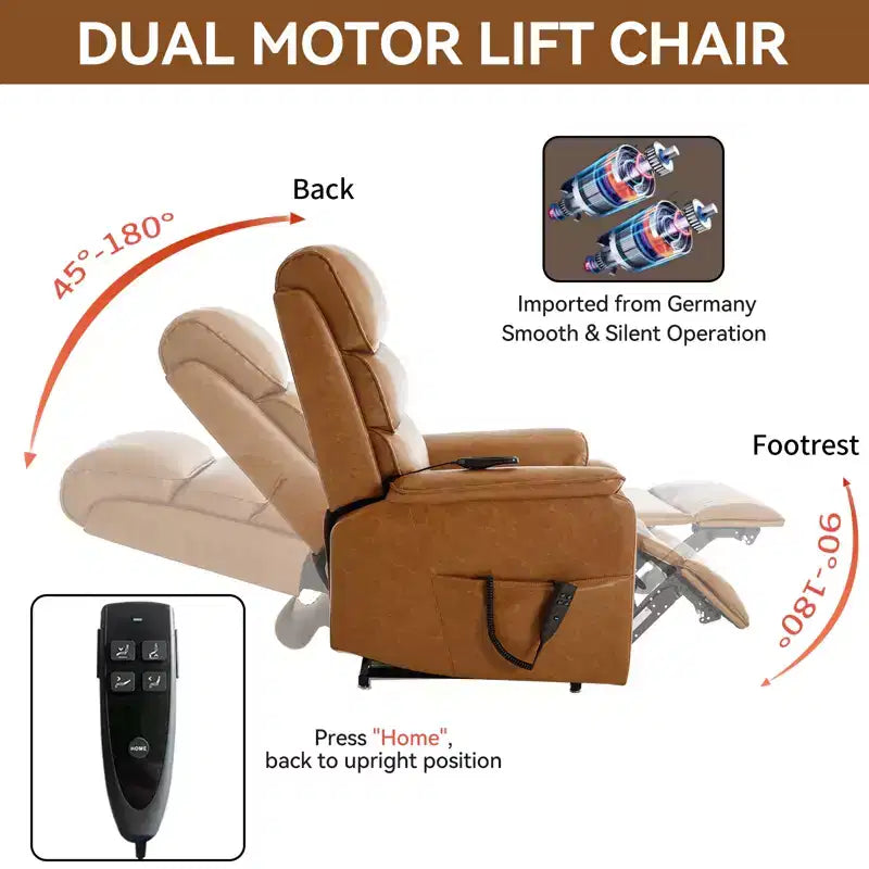 Leatherette Dual Motor Infinite Position Power Lift Recliner Chair with Heat Massage