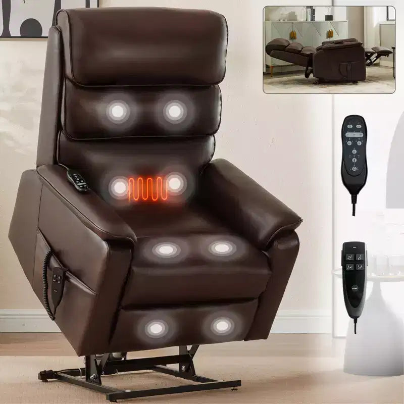 Leatherette Dual Motor Infinite Position Power Lift Recliner Chair with Heat Massage