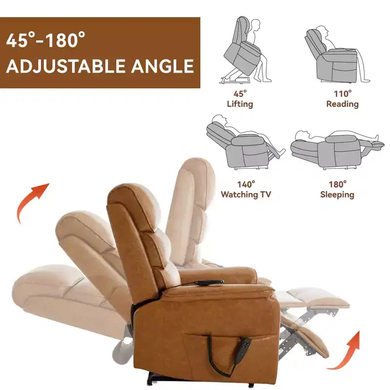 Leatherette Dual Motor Infinite Position Power Lift Recliner Chair with Heat Massage
