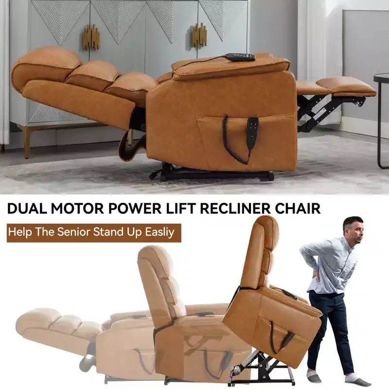 Leatherette Dual Motor Infinite Position Power Lift Recliner Chair with Heat Massage