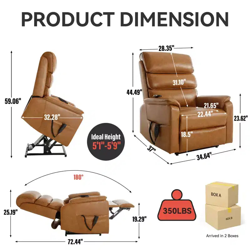 Leatherette Dual Motor Infinite Position Power Lift Recliner Chair with Heat Massage