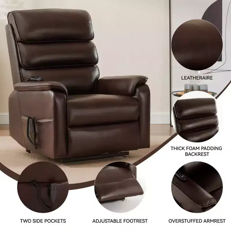 Leatherette Dual Motor Infinite Position Power Lift Recliner Chair with Heat Massage