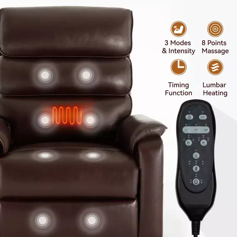 Leatherette Dual Motor Infinite Position Power Lift Recliner Chair with Heat Massage