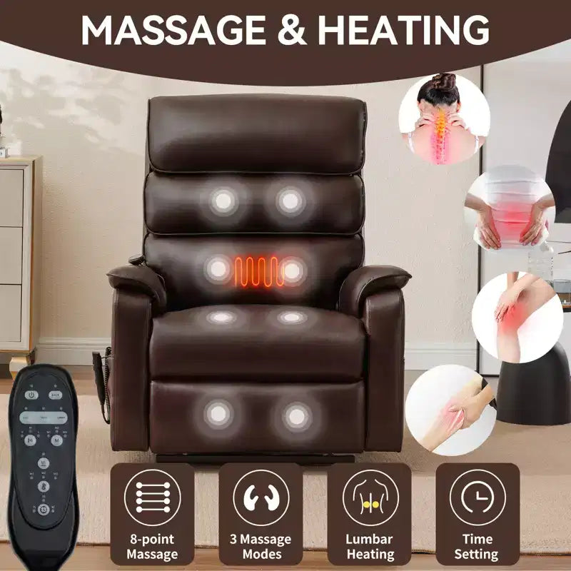 Leatherette Dual Motor Infinite Position Power Lift Recliner Chair with Heat Massage