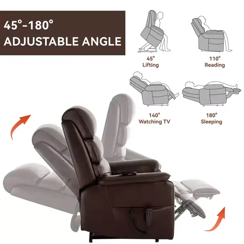 Leatherette Dual Motor Infinite Position Power Lift Recliner Chair with Heat Massage