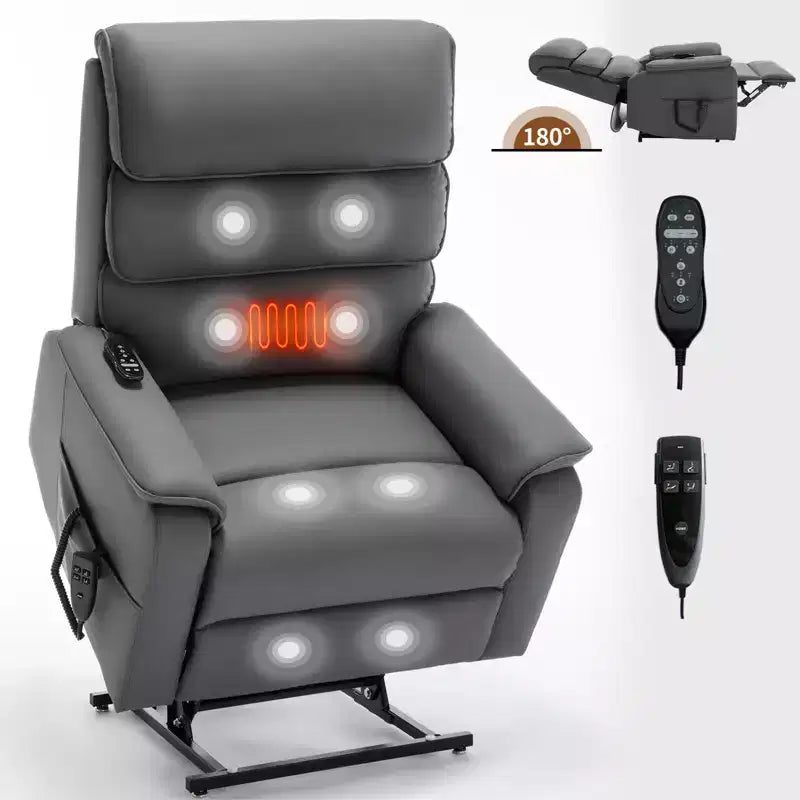 Leatherette Dual Motor Infinite Position Power Lift Recliner Chair with Heat Massage