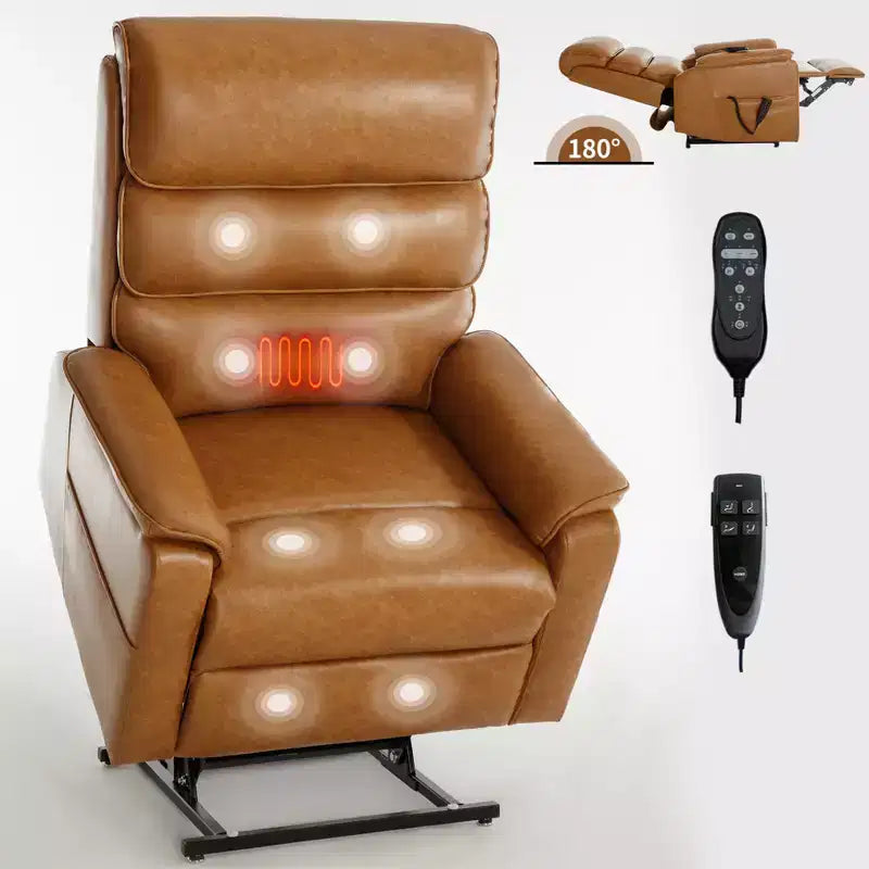 Leatherette Dual Motor Infinite Position Power Lift Recliner Chair with Heat Massage