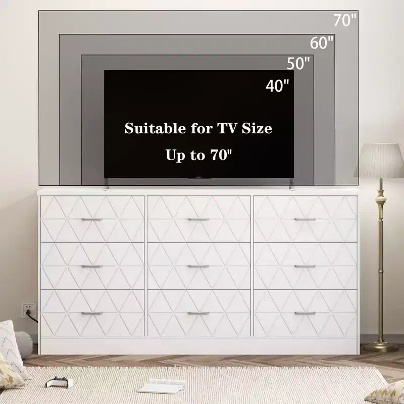 63 Dresser for Bedroom with 9 Drawers , Large Modern Chest of Drawers for Closet, Storage Organizer