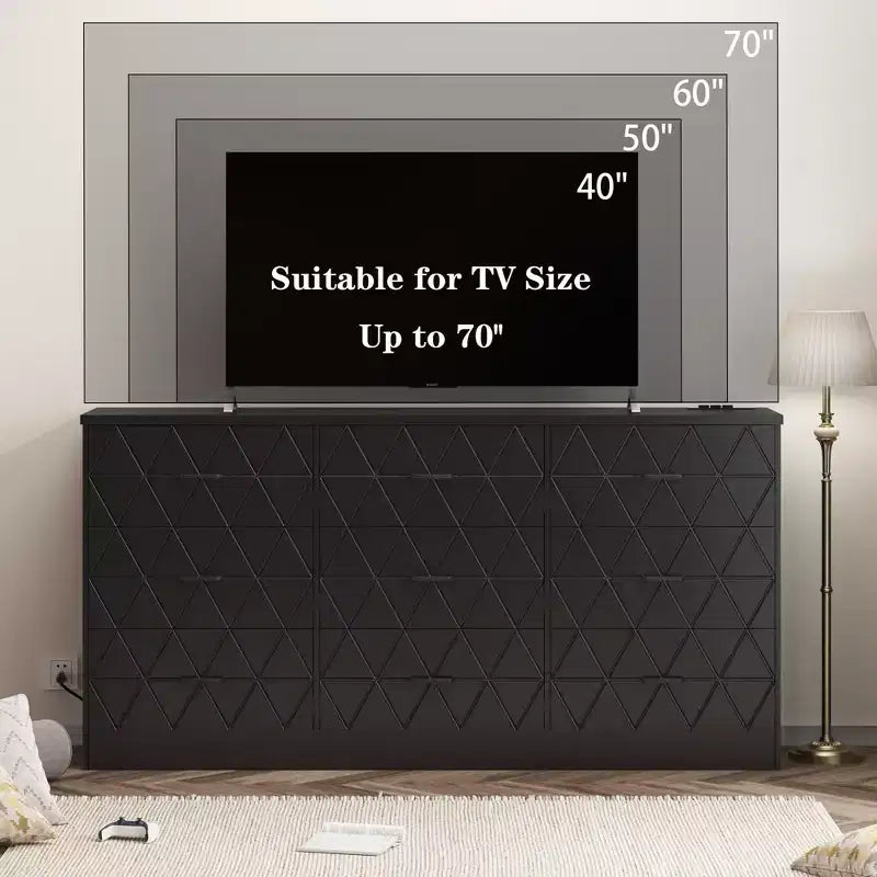 63 Dresser for Bedroom with 9 Drawers , Large Modern Chest of Drawers for Closet, Storage Organizer