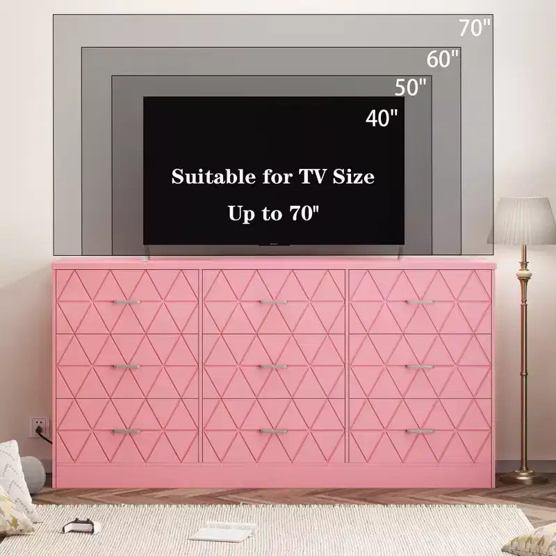 63 Dresser for Bedroom with 9 Drawers , Large Modern Chest of Drawers for Closet, Storage Organizer