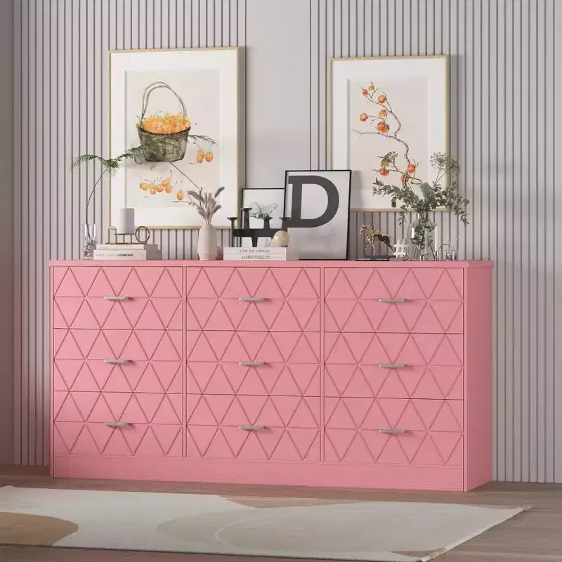 63 Dresser for Bedroom with 9 Drawers , Large Modern Chest of Drawers for Closet, Storage Organizer