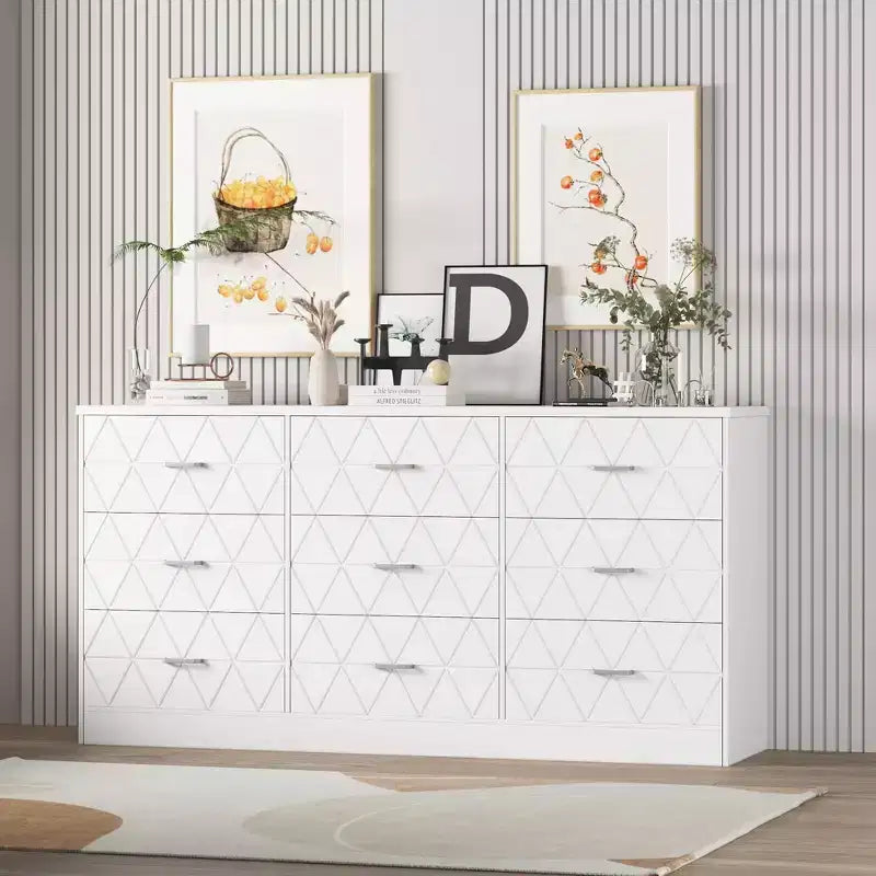63 Dresser for Bedroom with 9 Drawers , Large Modern Chest of Drawers for Closet, Storage Organizer